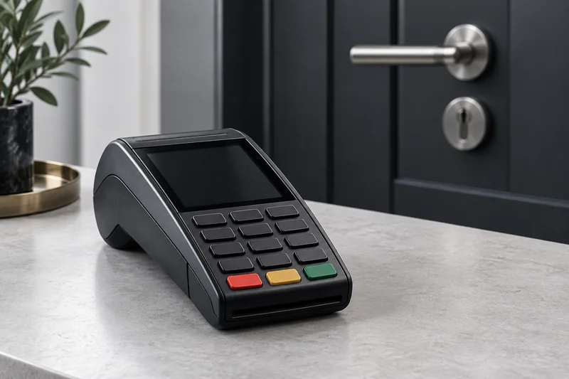 Kartenterminal auf einer hellen Ablage